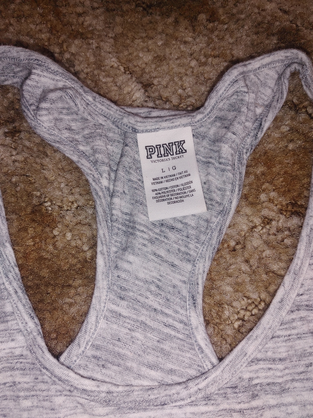 PINK Victoria's Secret Gray Racerback Tank with Sequin 'LOVE PINK' - Picture 3 of 3